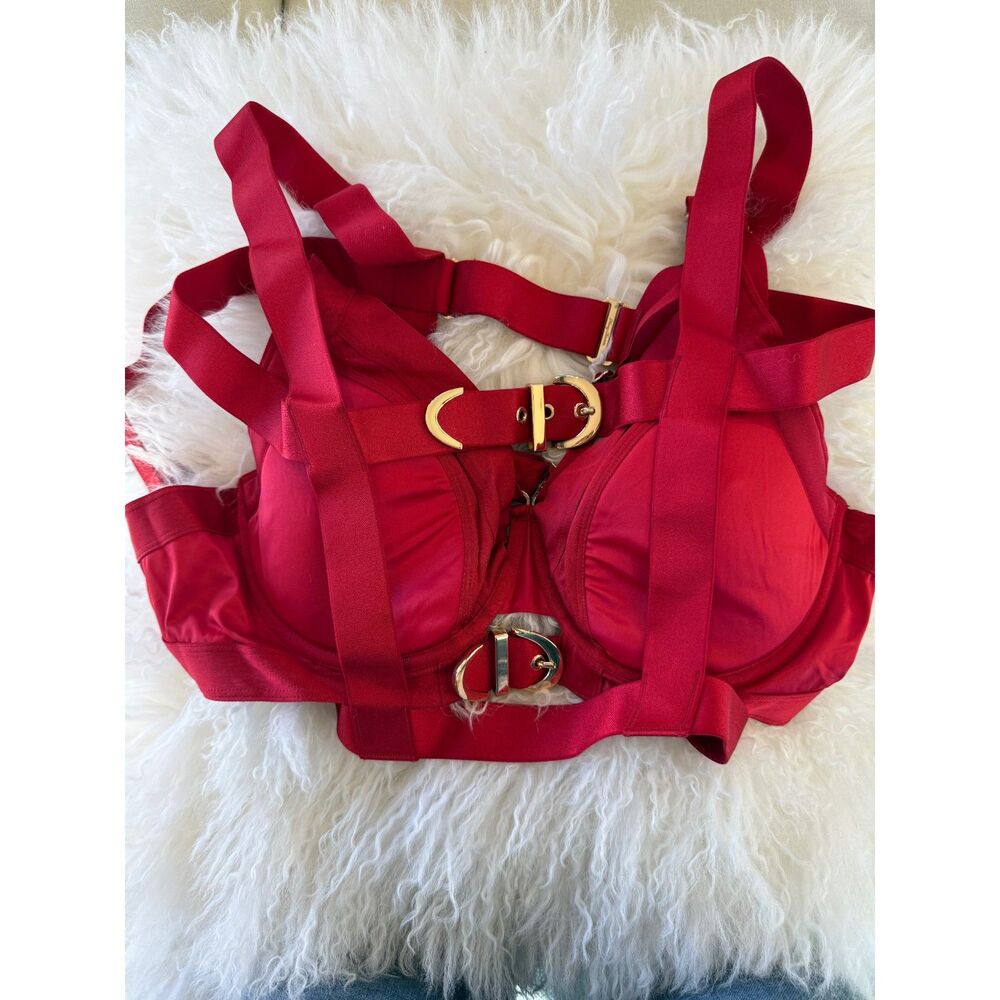 Honey Birdette Gia Red Bra 36DDD & Harness L Lingerie Set NWOT Rare Discontinued